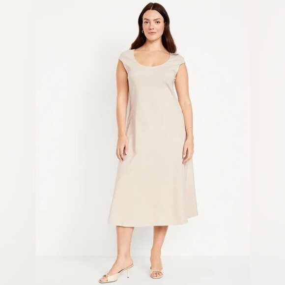 Old Navy Fit & Flare Stretch Dress Soft Flowy Size M Tall Everyday Maxi Comfort - Picture 1 of 4